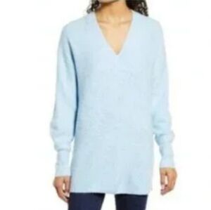 New Halogen by Nordstrom Blue Cozy V-neck Sweater NWT Size Large